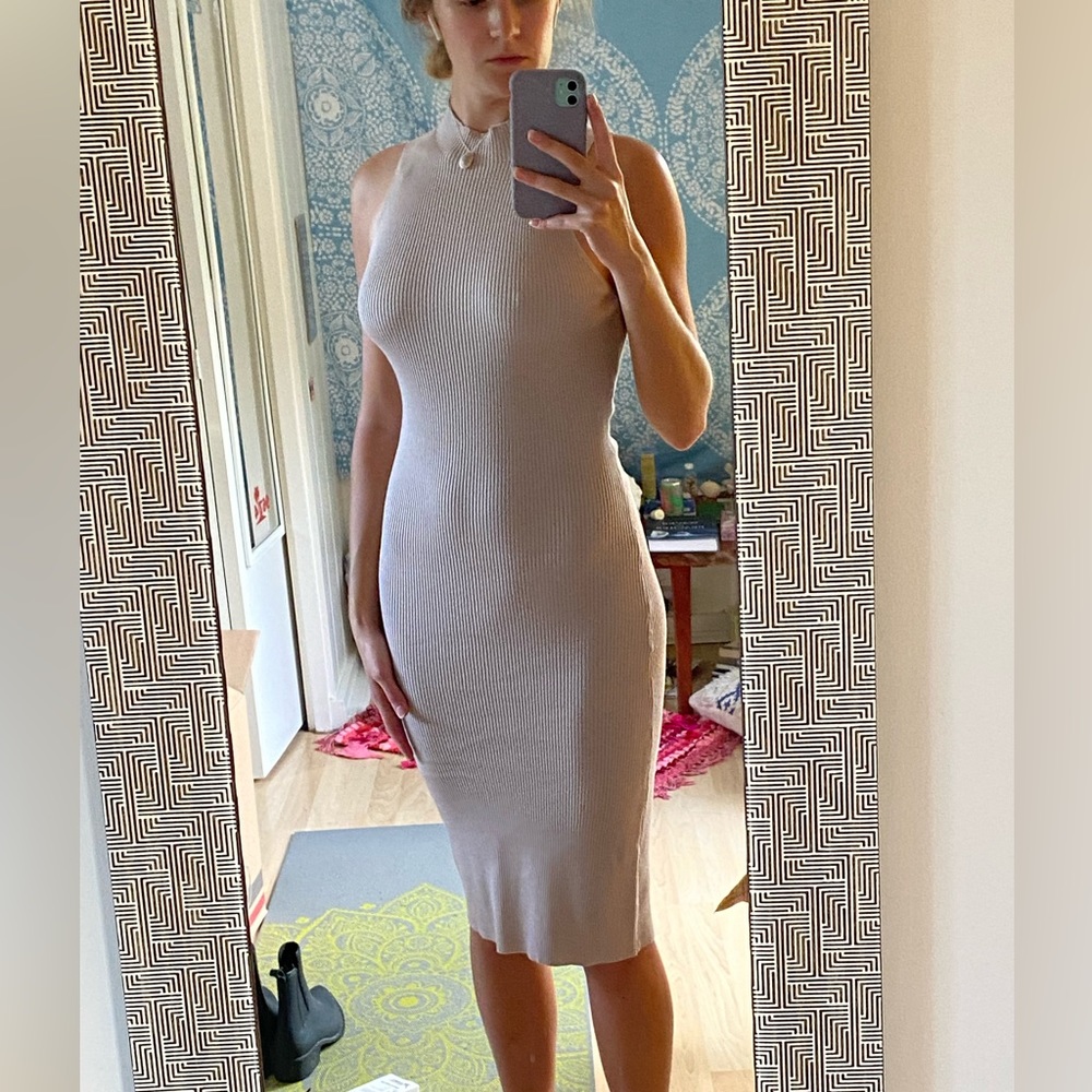 Missguided midi dress in the color Taupe, size M